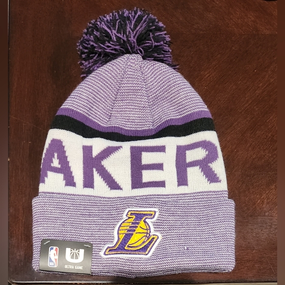 Los Angeles Lakers U Ultra Game NBA LA Basketball OS Knit Pom Beanie Winter Hat - Picture 1 of 2